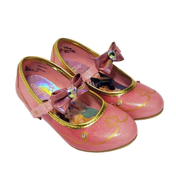 Disney Other - DISNEY Princess Heels Sparkle Pink Gold 9 Sparkly Rhinestones Bow
